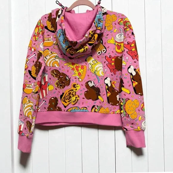 Disneyland Disney Eats Pink Half Zip Pullover Hoodie Hooded Sweatshirt Size XS‎ - Picture 2 of 4